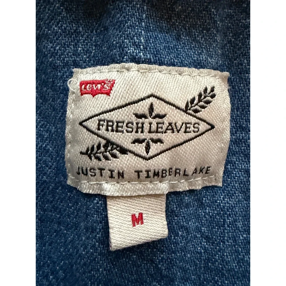 Levi's Blue Fresh Leaves Justin Timberlake Denim Western Shirt Mens M Excellent